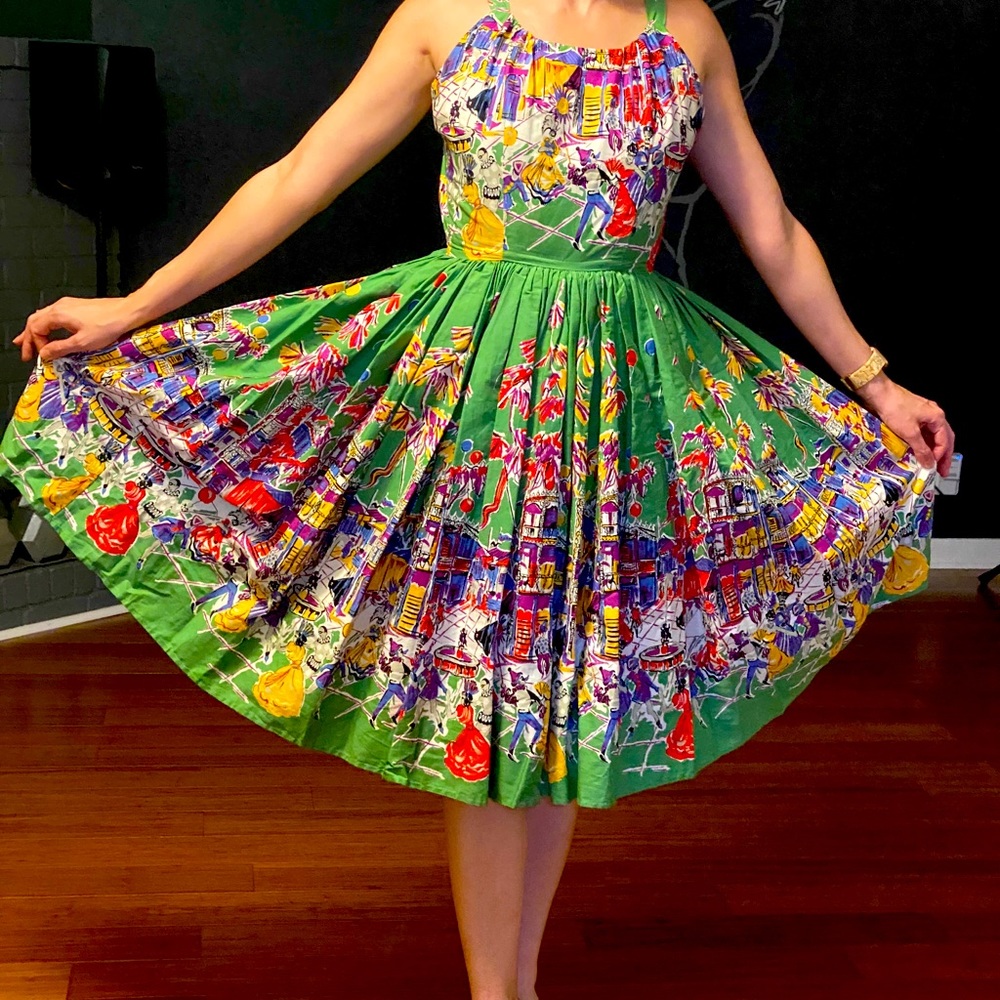Trashy Diva Dress - 1950s Mardi Gras Print
